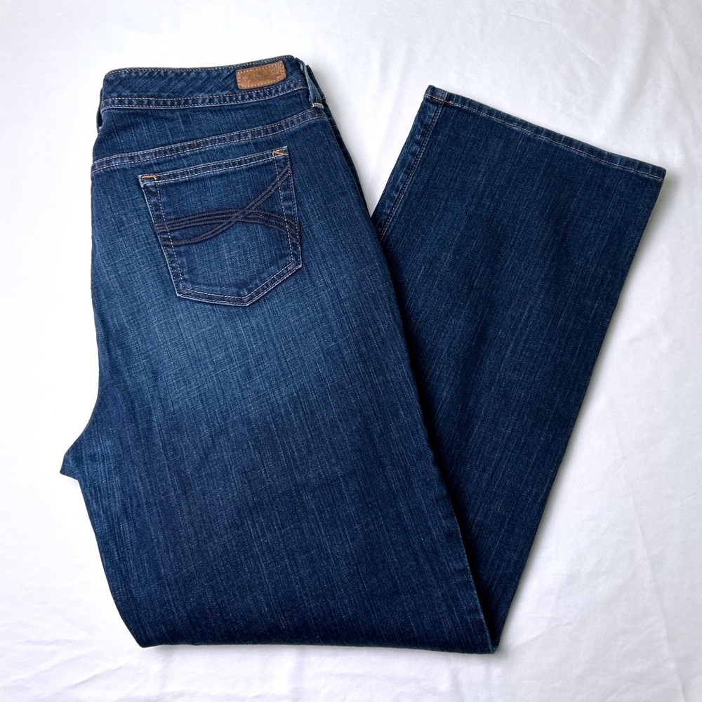 Eddie Bauer Womens Mid Rise Shaped Fit Bootcut Stretch Denim Jeans Size 16 Blue